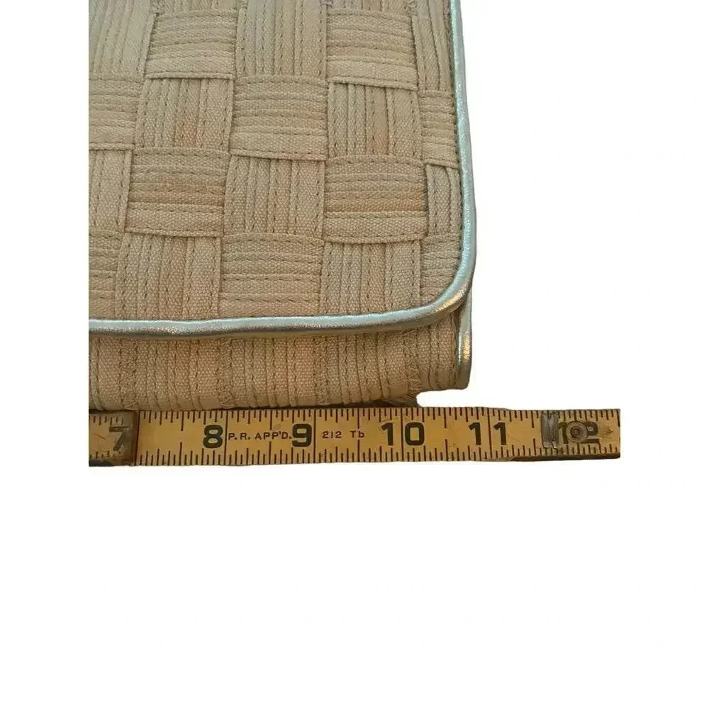 Cole Haan Beige Woven Light Trim Envelope Clutch Bag